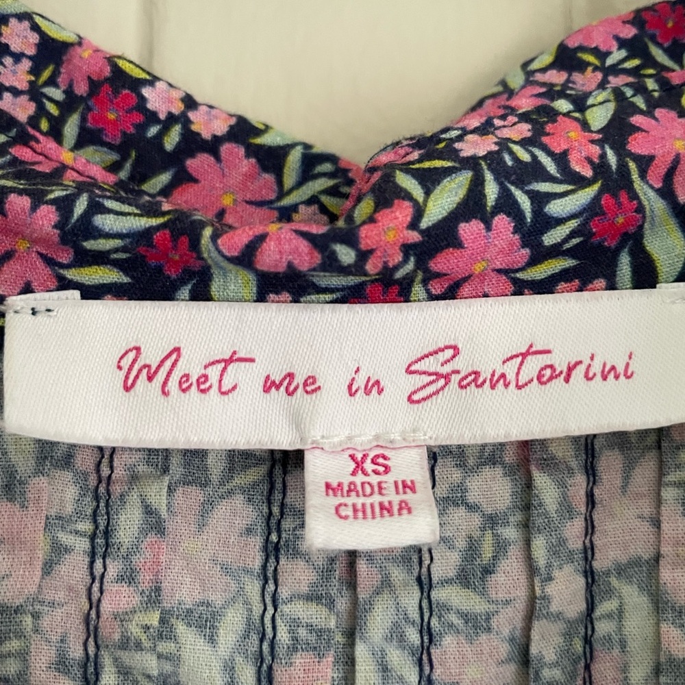 Meet Me In Santorini Pink and Navy Floral Beach and Coastal Resort Wear Size XS - Picture 4 of 6